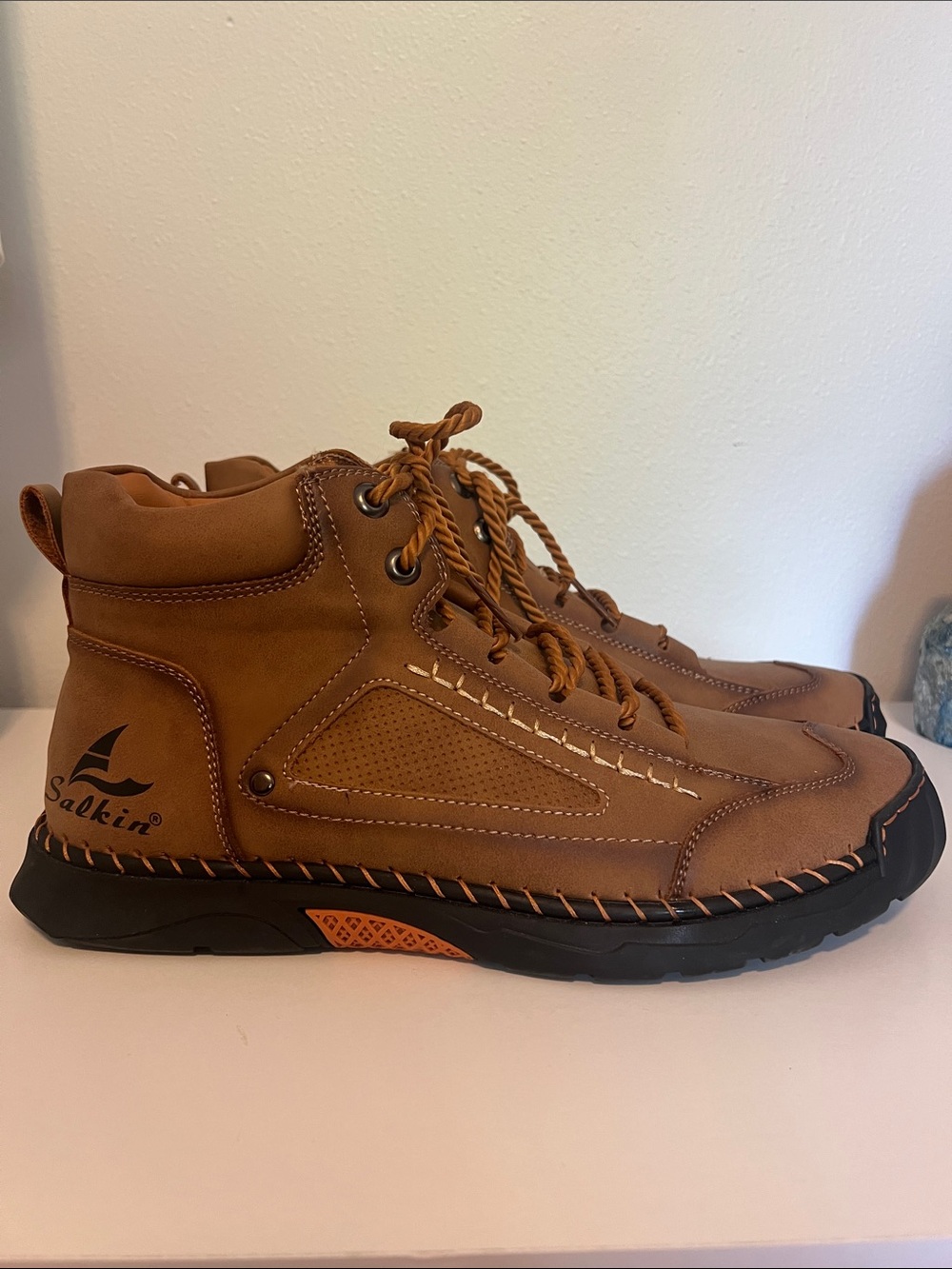 Salkin Men's Brown Lace-Up Casual Boots